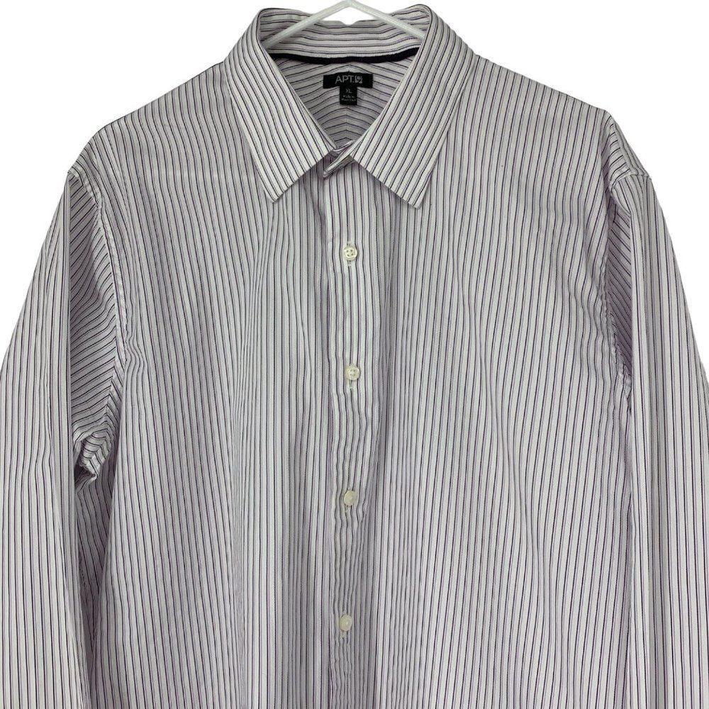 Mens Apt 9 Dress Stripe Shirt Sz XL Button Up Long Sleeve Cotton 3611